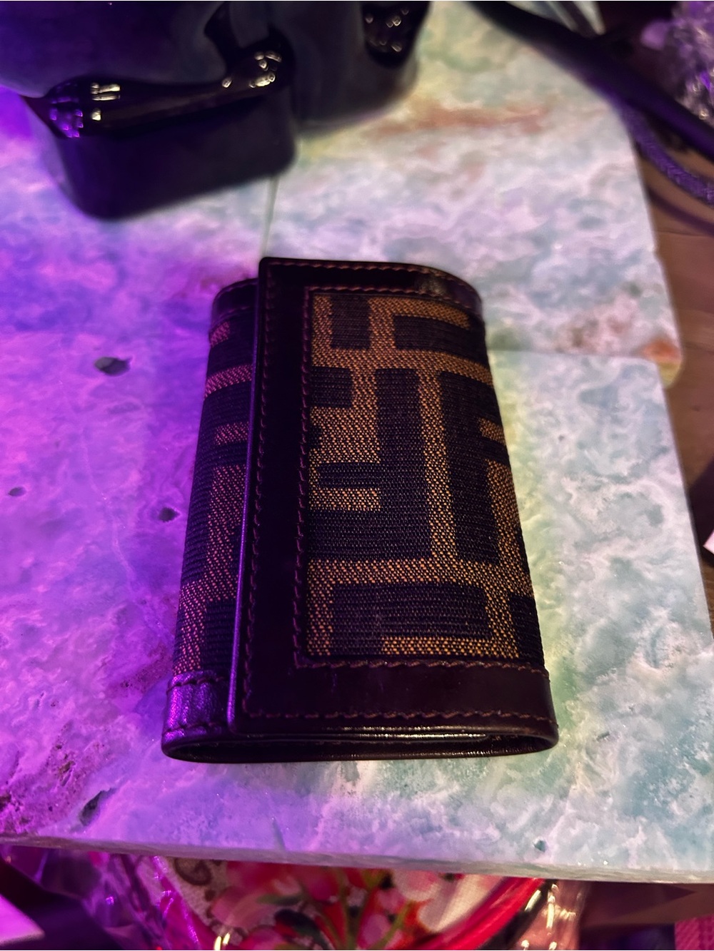 Fendi Brown Patterned Key Wallet